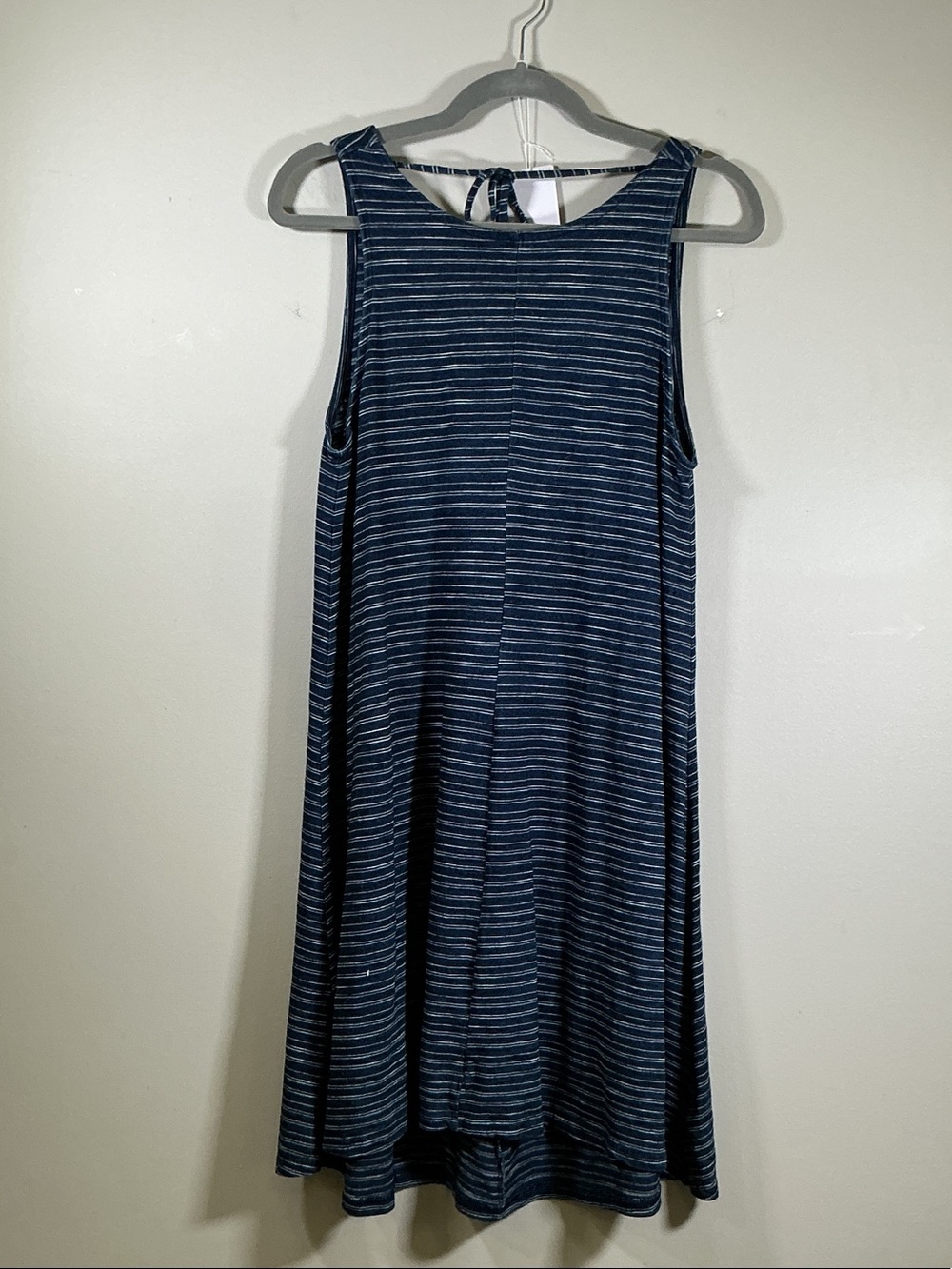 GAP Striped Navy and White Sleeveless Midi Dress with Back Tie